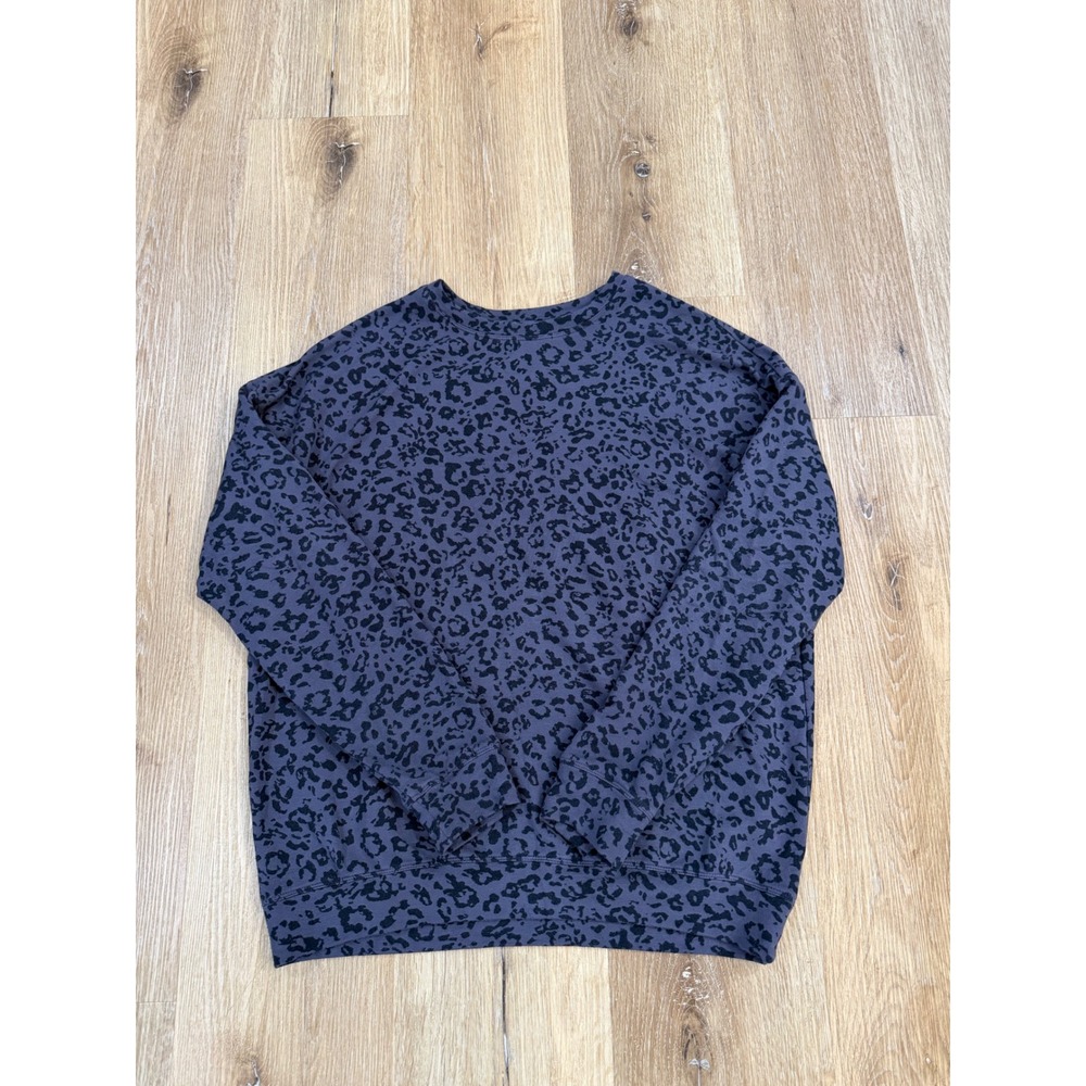 Athleta Coaster Luxe Sweatshirt Womens XS Purple Black Leopard Print 502398-00